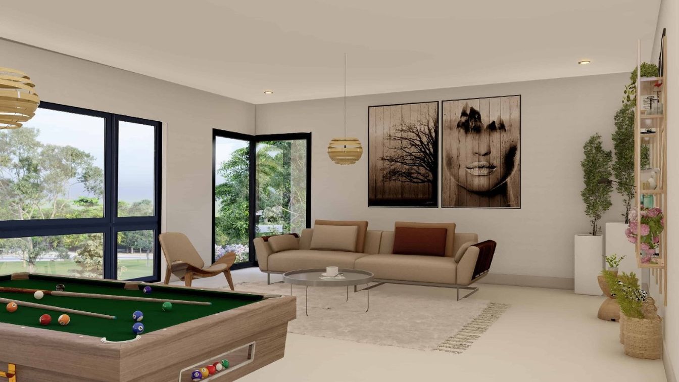 Billiard Table, Game Room, Interior, Living room, Pendant Lights, Recessed Lighting