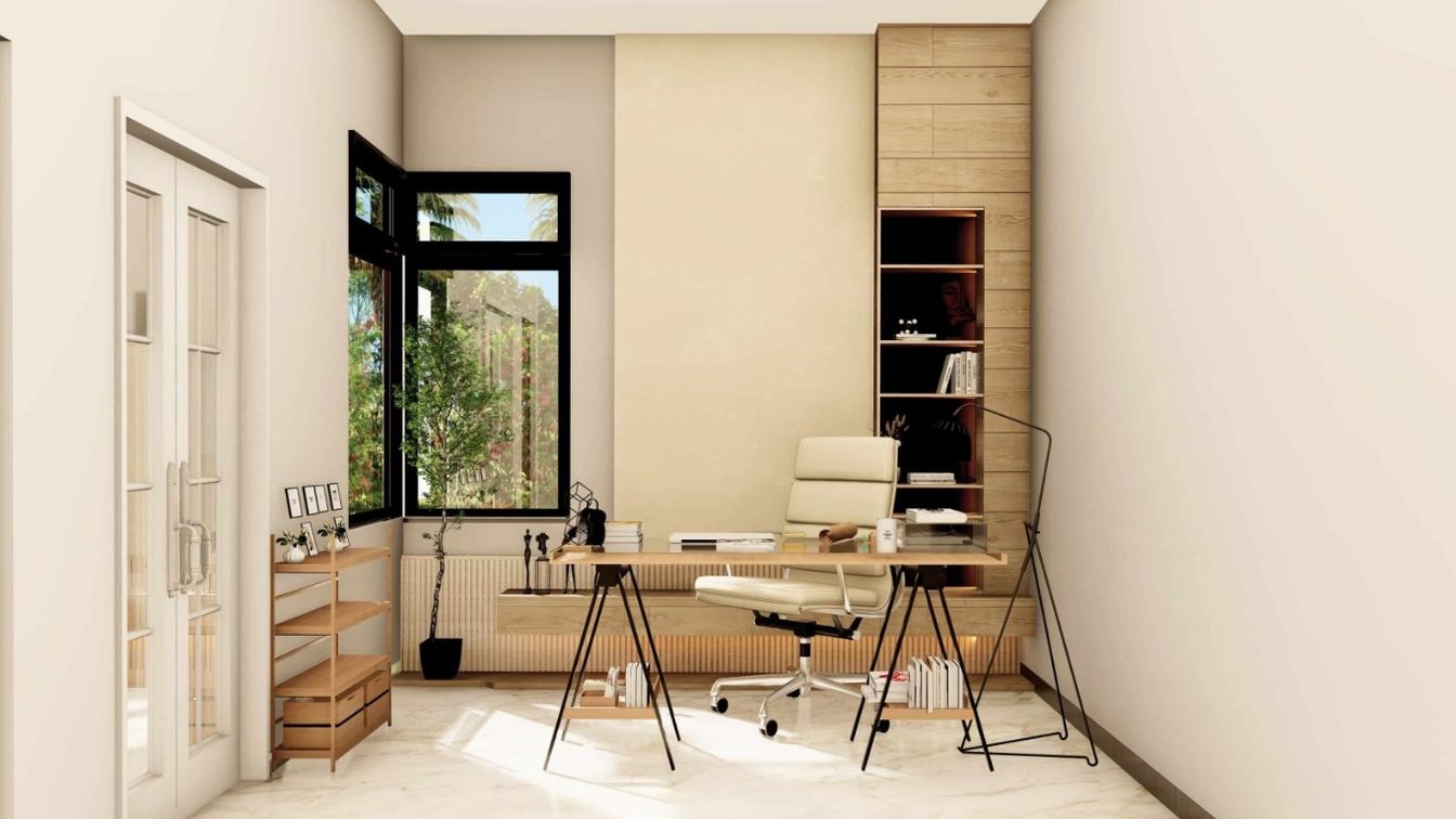 Home Office, Interior, Marble, Wood Texture Flooring