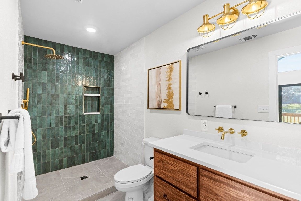 Bathroom, Glass Shower, Interior, Recessed Lighting