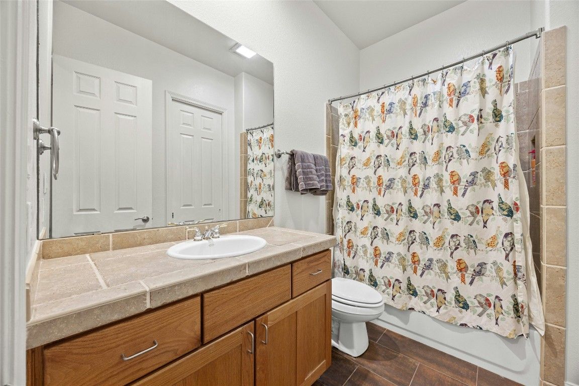 Bathroom, Interior, Tile Countertops, Wood Texture Flooring