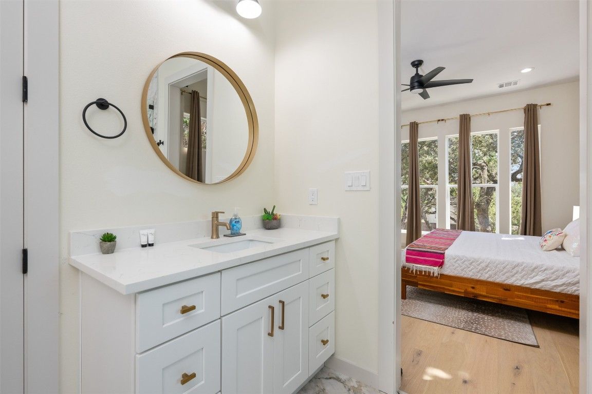 Bathroom, Bedroom, Interior, Recessed Lighting, Wood Texture Flooring