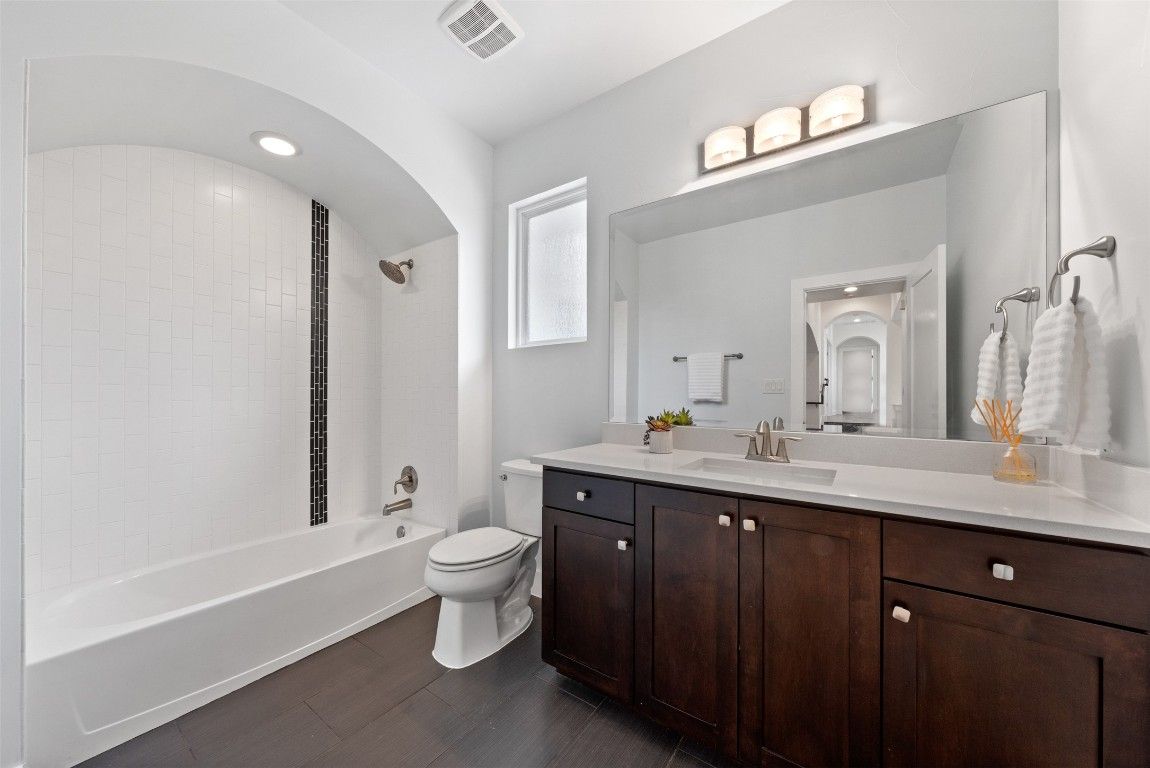 Bathroom, Interior, Recessed Lighting, Wood Texture Flooring