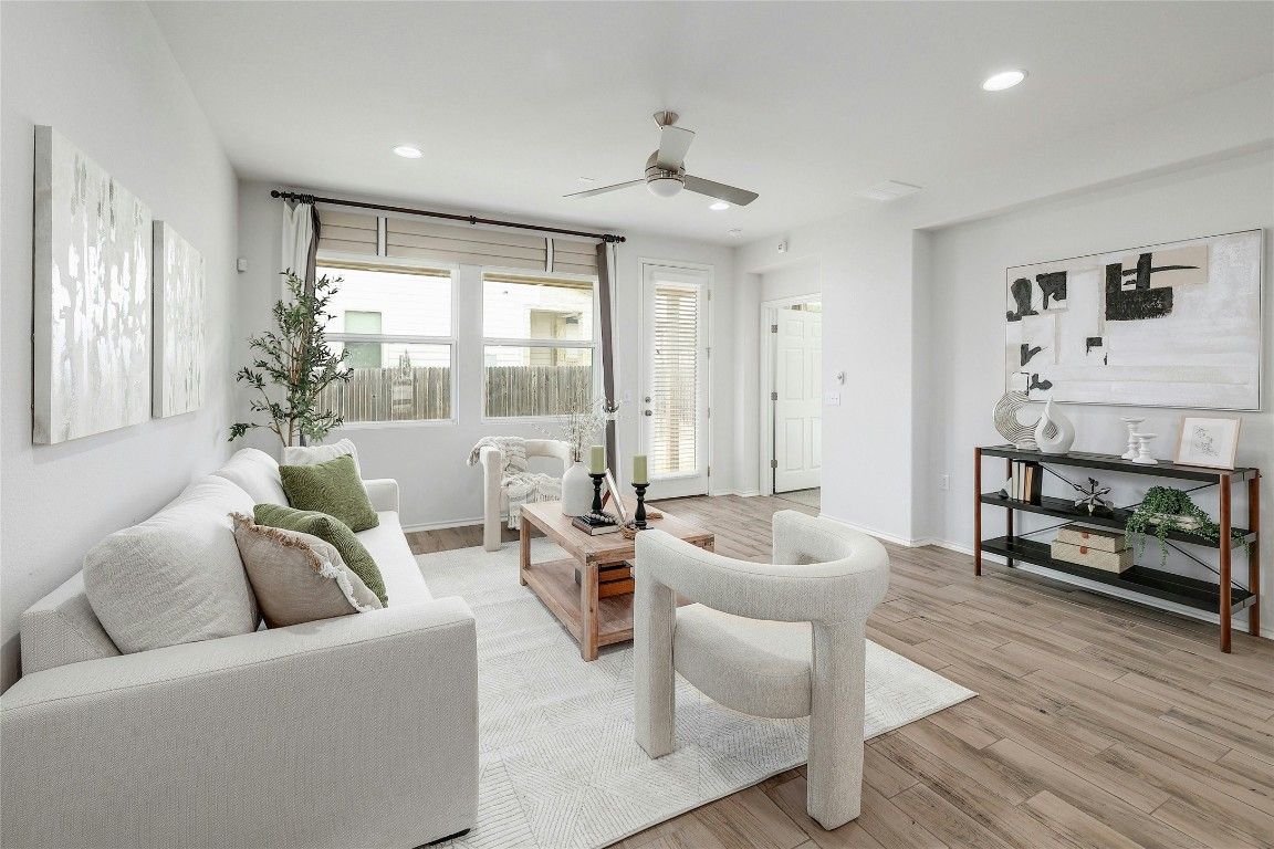 Interior, Living room, Recessed Lighting, Wood Texture Flooring