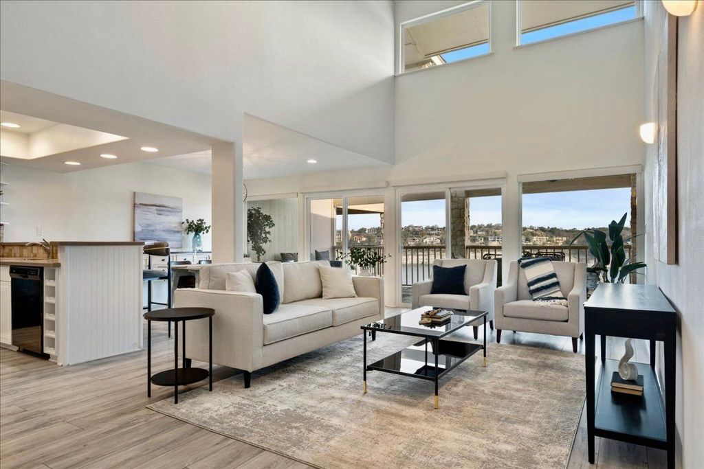 Interior, Living room, Recessed Lighting, Wood Texture Flooring