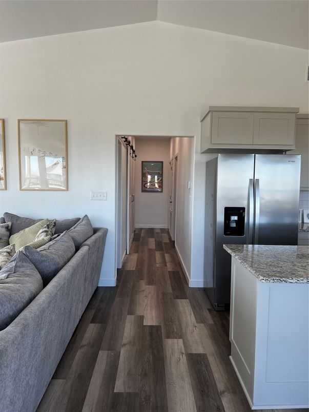 Interior, Kitchen, Living room, Stainless Steel Appliances, Wood Texture Flooring