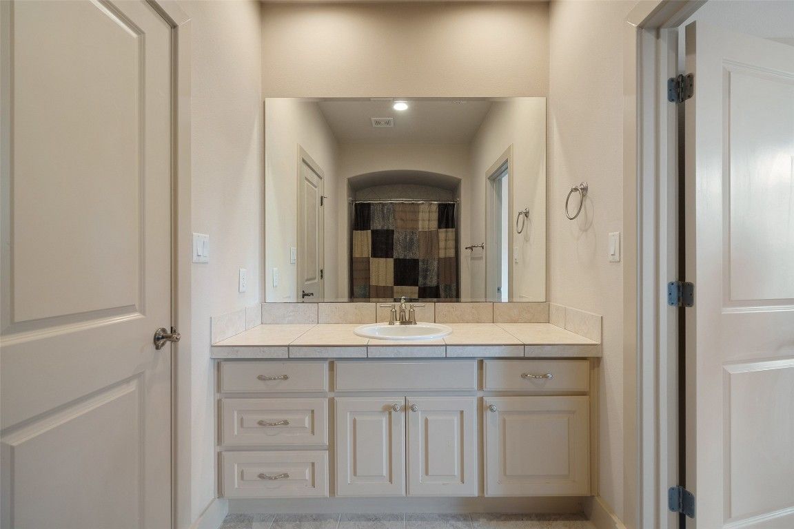 Bathroom, Interior, Recessed Lighting, Tile Countertops