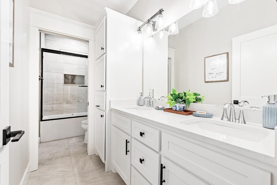 Bathroom, Dual Sink Vanities, Glass Shower, Interior, Marble