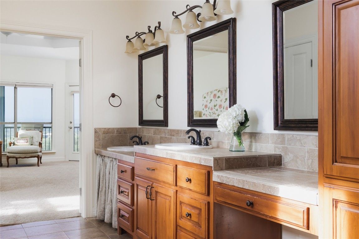 Bathroom, Dual Sink Vanities, Interior, Tile Countertops