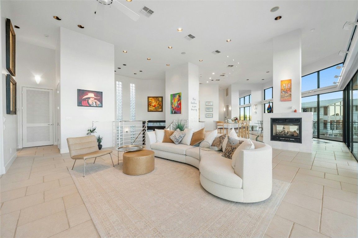 Fireplace, Interior, Living room, Recessed Lighting