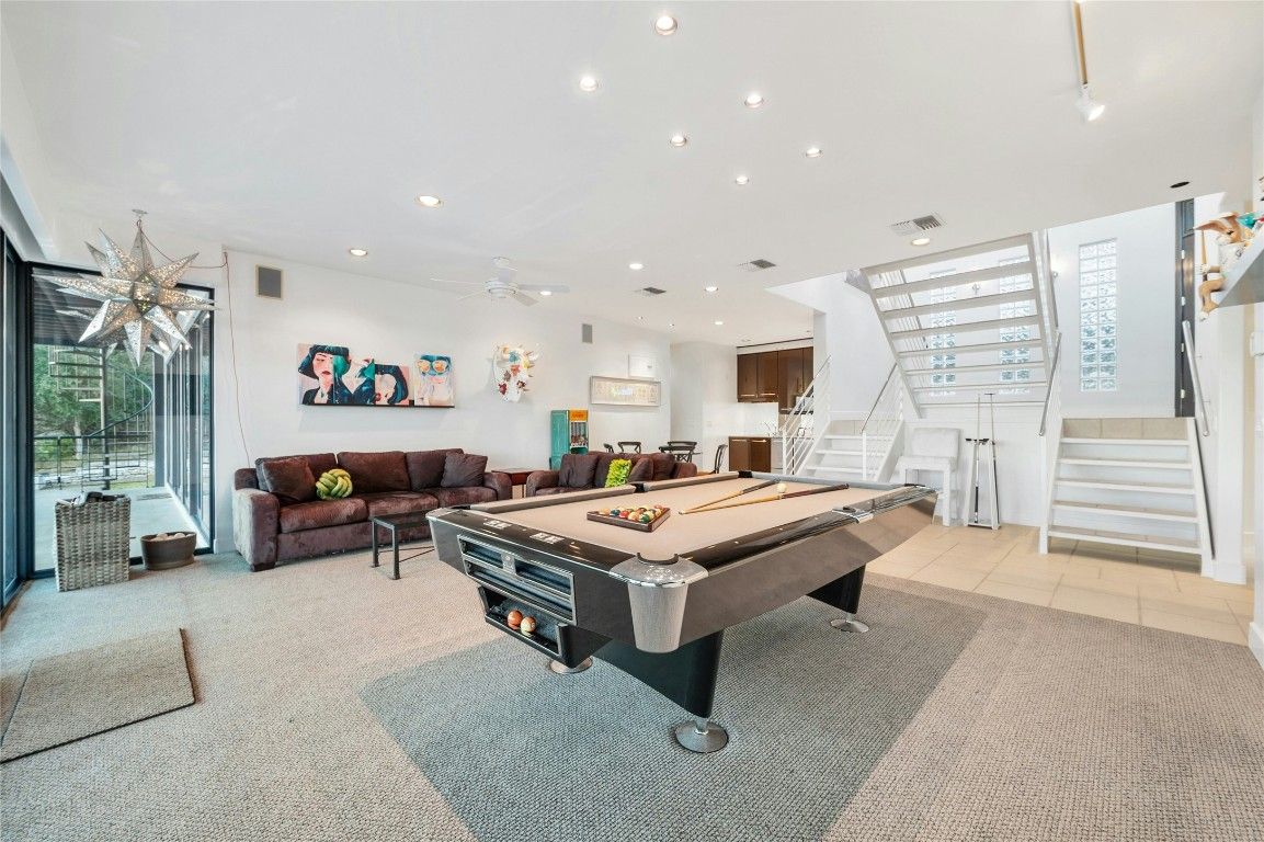 Billiard Table, Game Room, Interior, Living room, Recessed Lighting