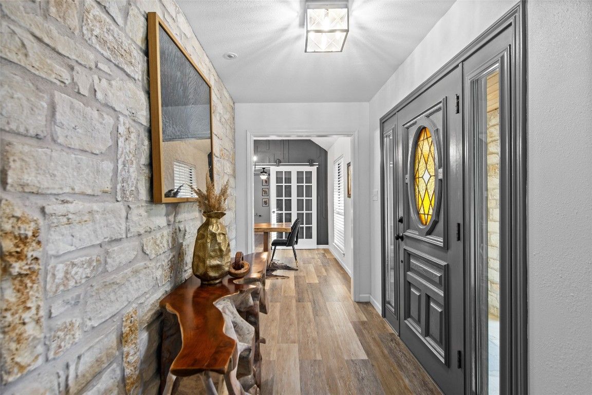 Interior, Stone Walls, Wood Texture Flooring