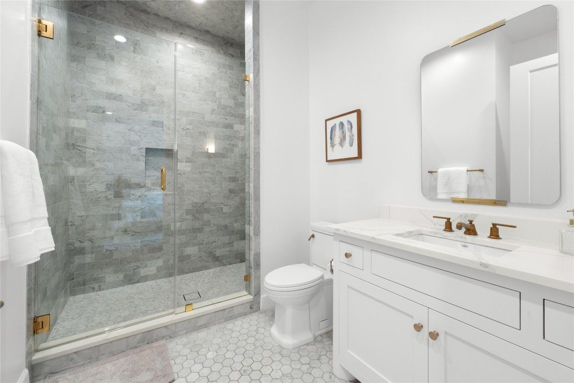 Bathroom, Glass Shower, Interior, Recessed Lighting