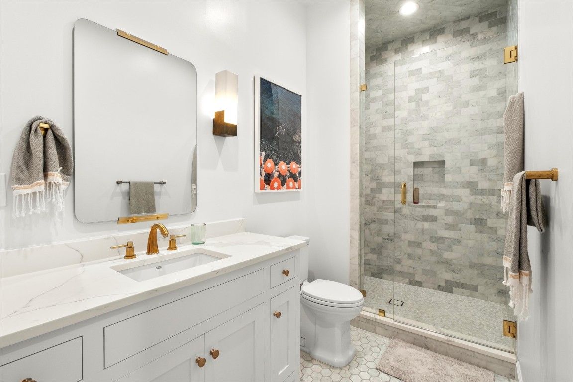 Bathroom, Glass Shower, Interior, Recessed Lighting
