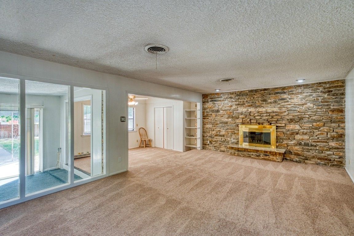 Empty room, Fireplace, Interior, Stone Walls