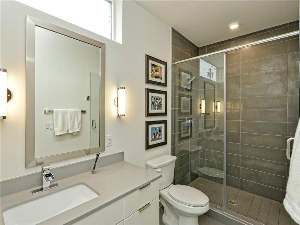Bathroom, Glass Shower, Interior, Recessed Lighting