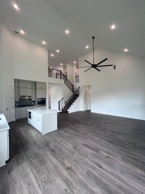 Interior, Kitchen, Recessed Lighting, Wood Texture Flooring