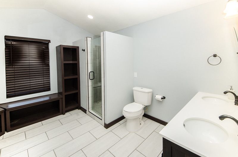 Bathroom, Dual Sink Vanities, Glass Shower, Interior, Recessed Lighting