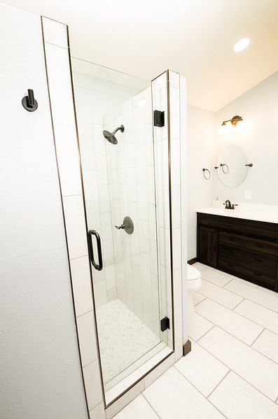 Bathroom, Glass Shower, Interior, Recessed Lighting