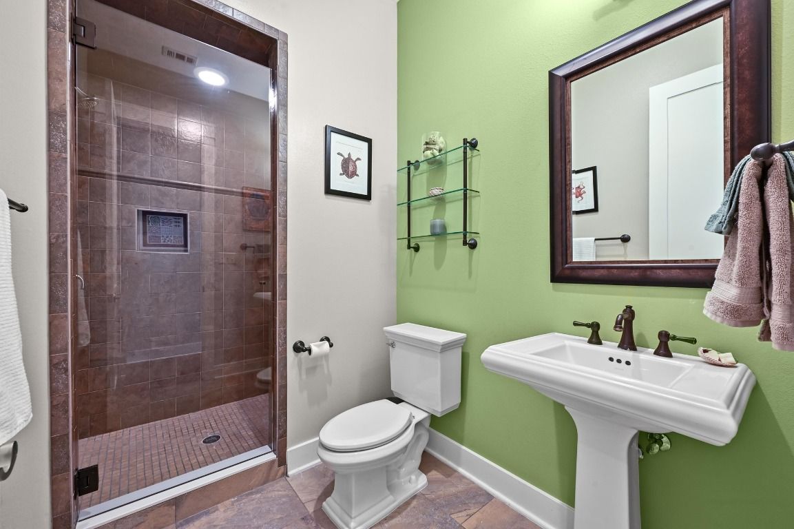 Bathroom, Glass Shower, Interior, Recessed Lighting