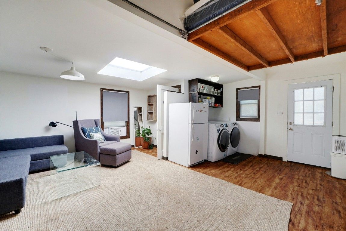 Interior, Utility Closets, Washer, Wooden Beams, Wooden Ceilings, Wood Texture Flooring