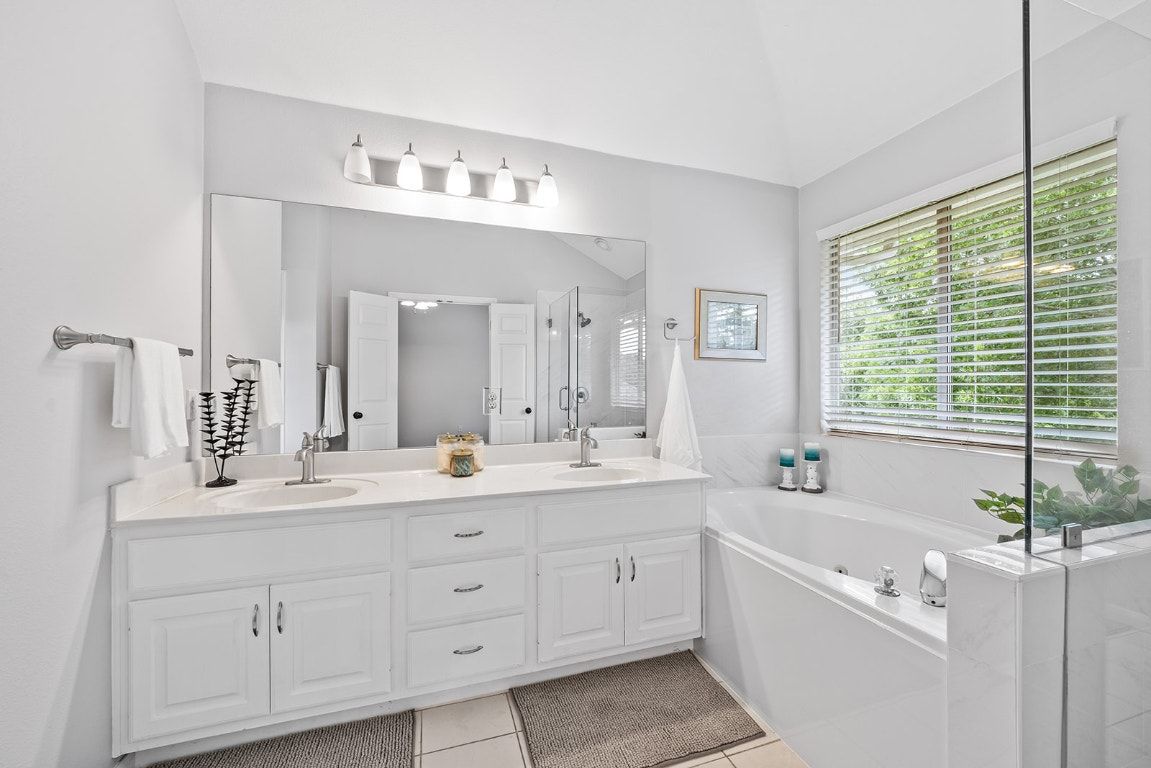 Bathroom, Dual Sink Vanities, Glass Shower, Interior