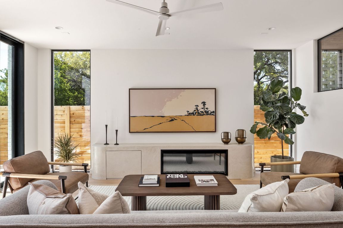 Fireplace, Interior, Living room, Recessed Lighting