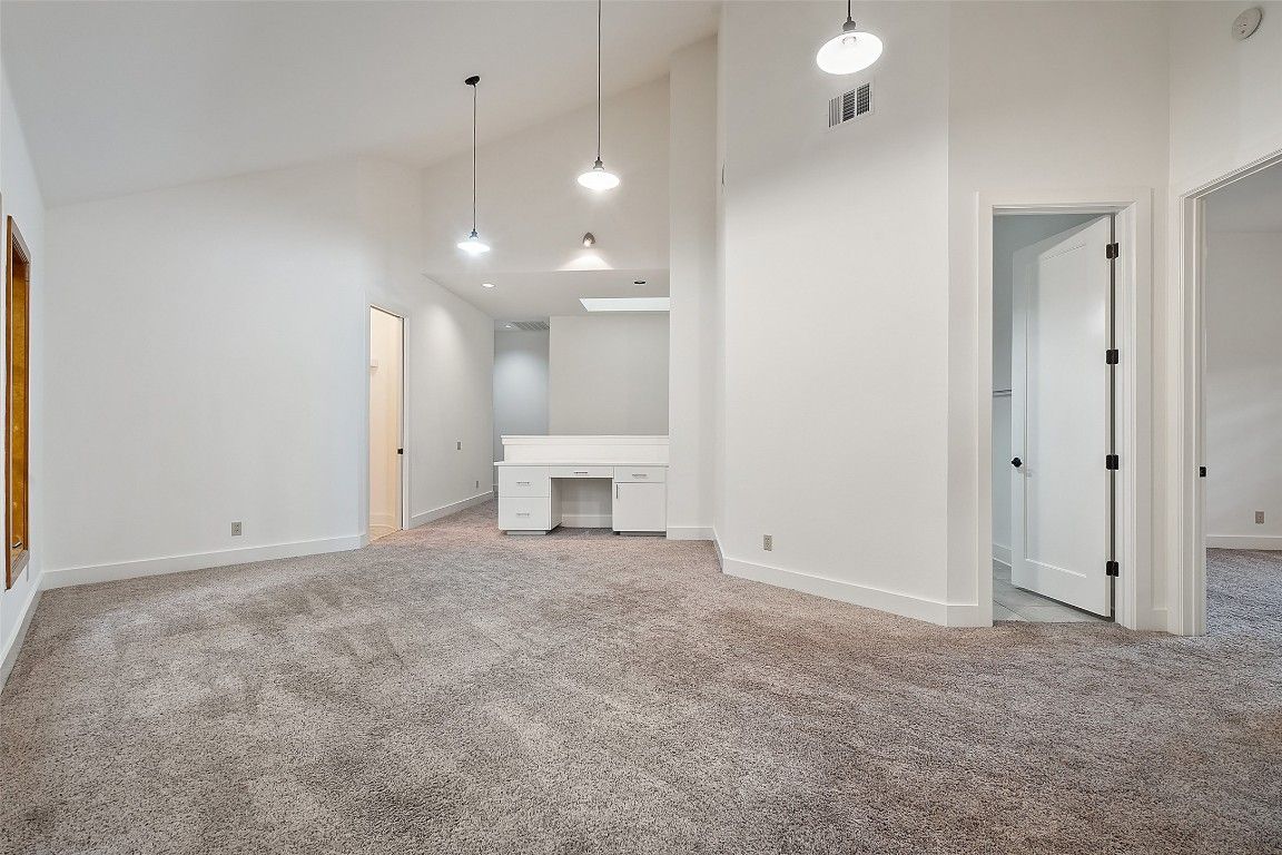 Empty room, Fireplace, Interior, Pendant Lights, Recessed Lighting