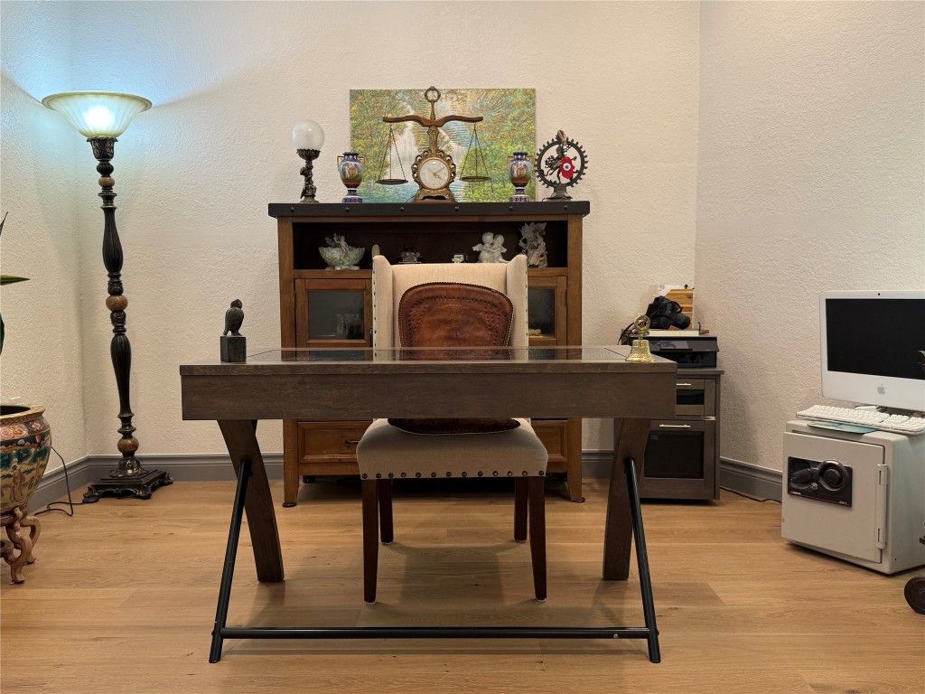 Fireplace, Home Office, Interior, Wood Texture Flooring