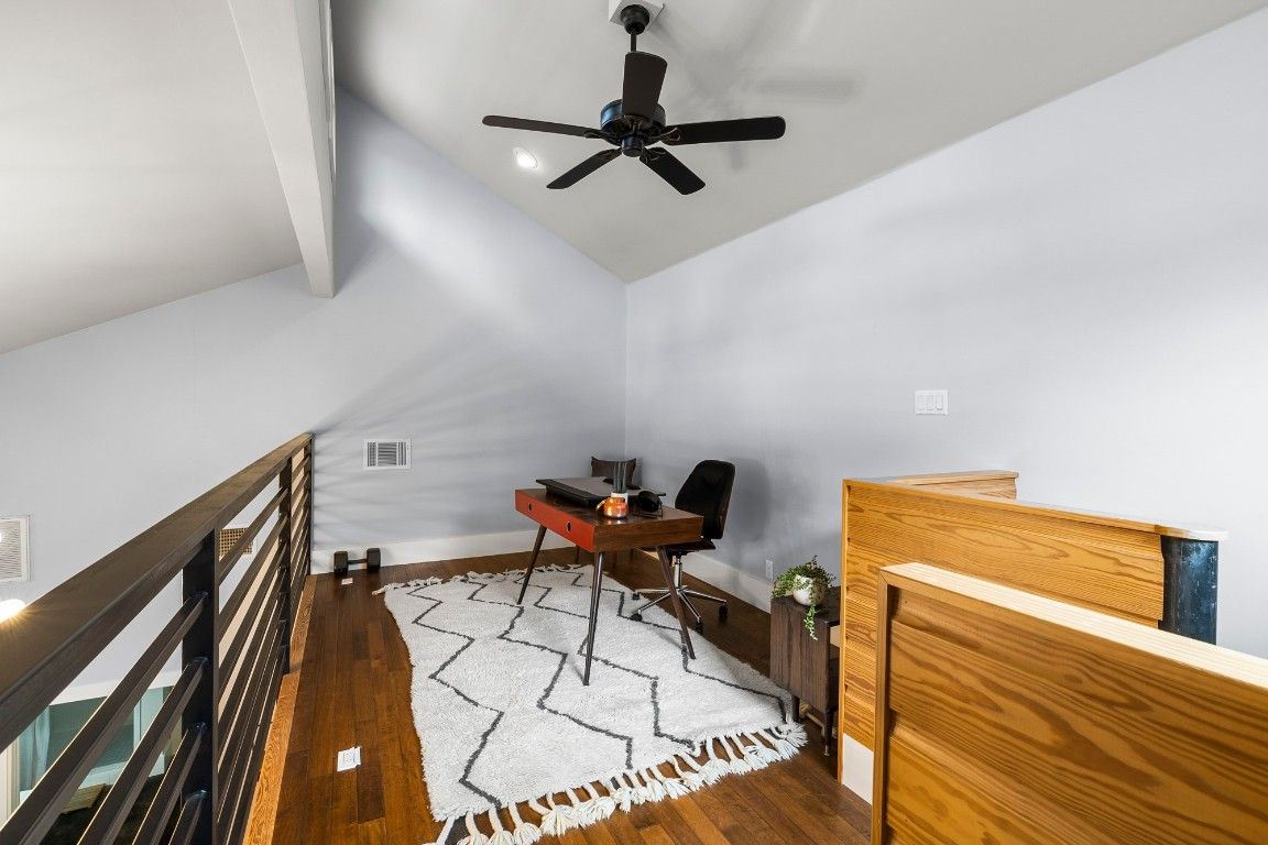 Home Office, Interior, Recessed Lighting, Wood Texture Flooring