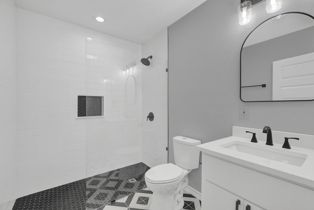Bathroom, Glass Shower, Interior, Recessed Lighting