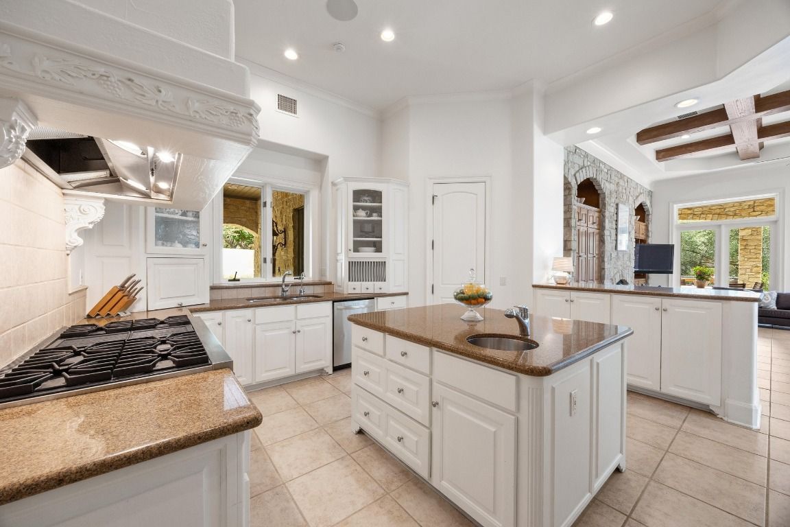 Interior, Kitchen, Recessed Lighting, Wooden Beams