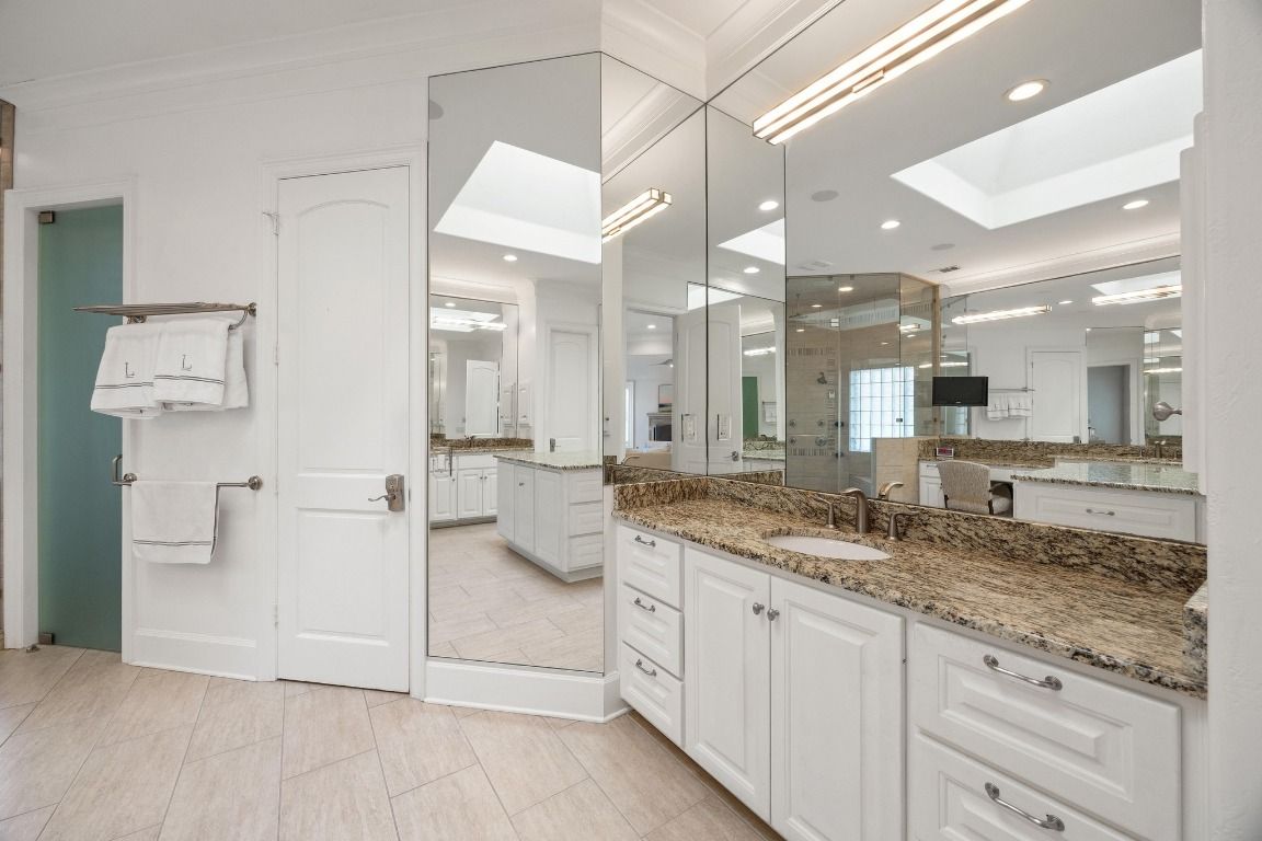 Bathroom, Dual Sink Vanities, Glass Shower, Interior, Recessed Lighting