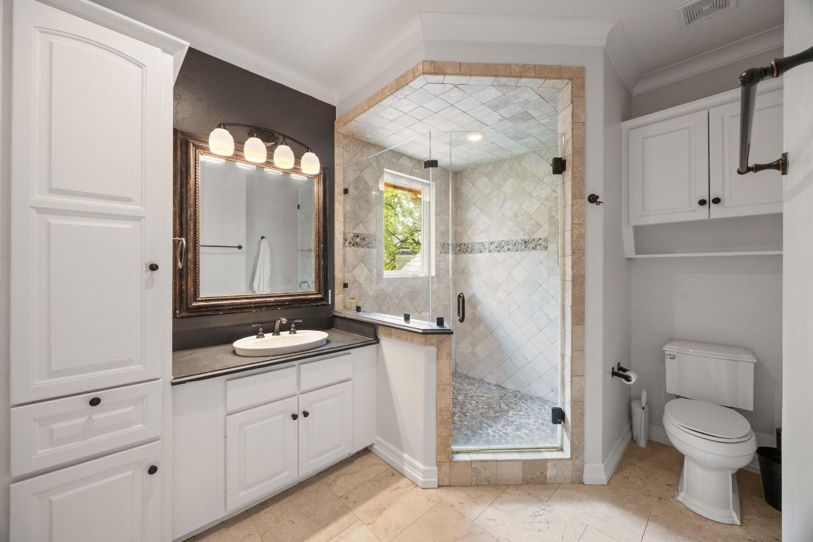 Bathroom, Glass Shower, Interior, Recessed Lighting