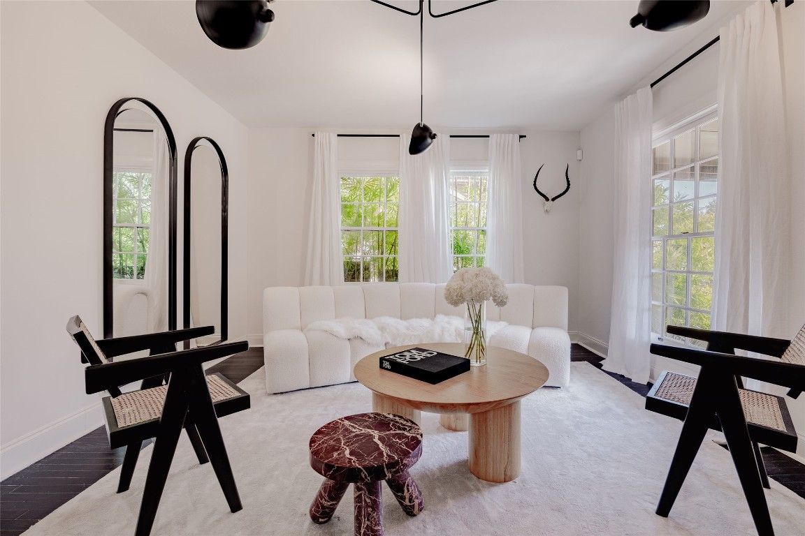 Interior, Living room, Pendant Lights, Wood Texture Flooring