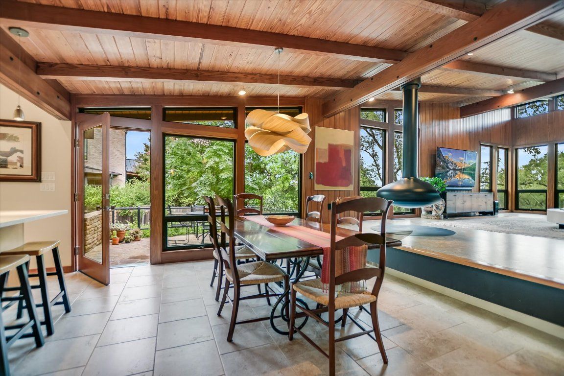 Dining room, Interior, Pendant Lights, Wooden Beams, Wooden Ceilings, Wooden Walls