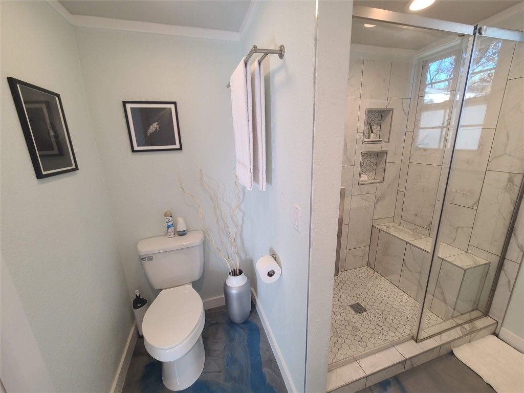 Bathroom, Glass Shower, Interior, Recessed Lighting
