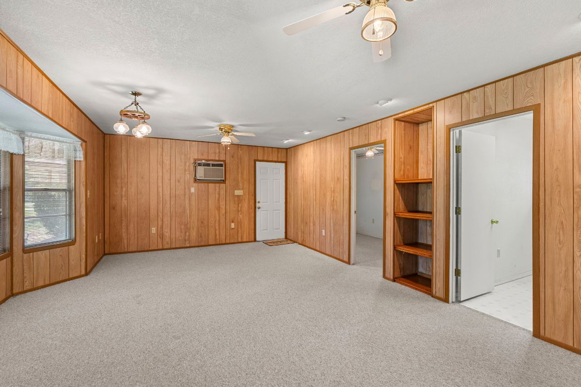 Empty room, Interior, Kitchen, Pendant Lights, Wooden Walls