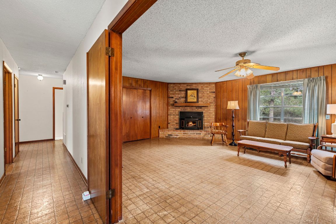 Fireplace, Interior, Living room, Stone Walls, Wooden Walls