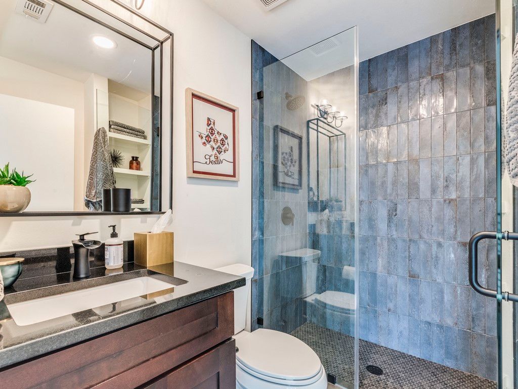 Bathroom, Glass Shower, Interior, Recessed Lighting