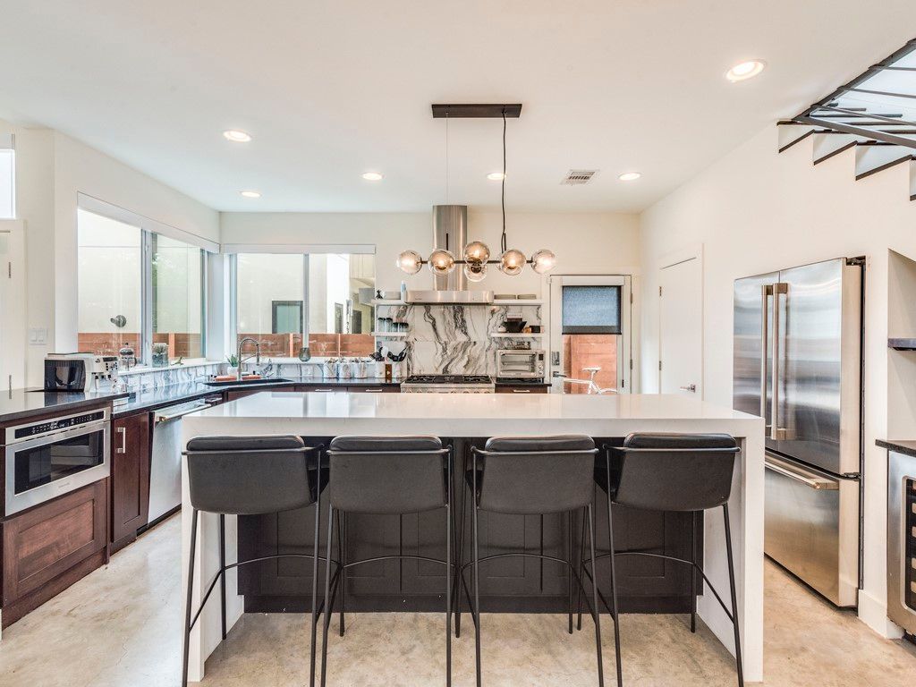 Interior, Kitchen, Pendant Lights, Recessed Lighting, Stainless Steel Appliances
