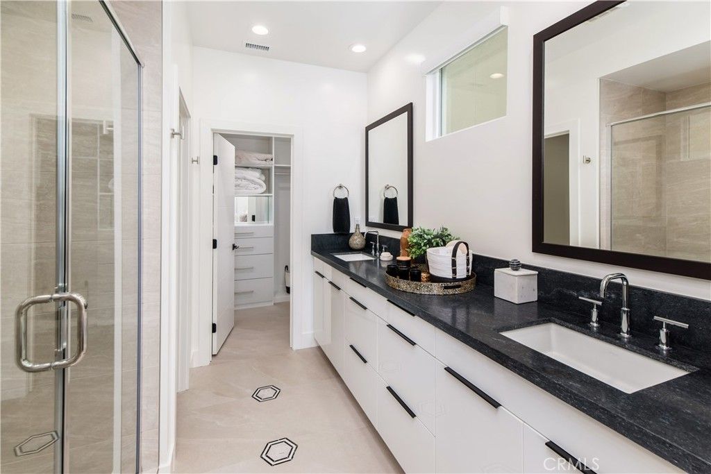 Bathroom, Dual Sink Vanities, Glass Shower, Interior, Recessed Lighting