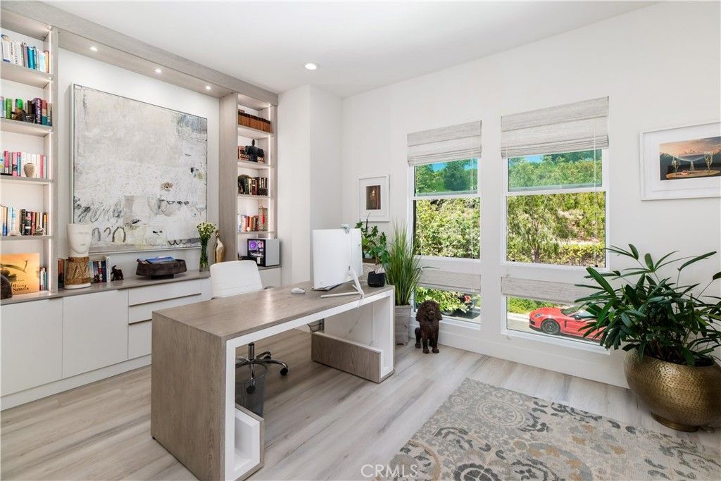 Home Office, Interior, Recessed Lighting, Wood Texture Flooring