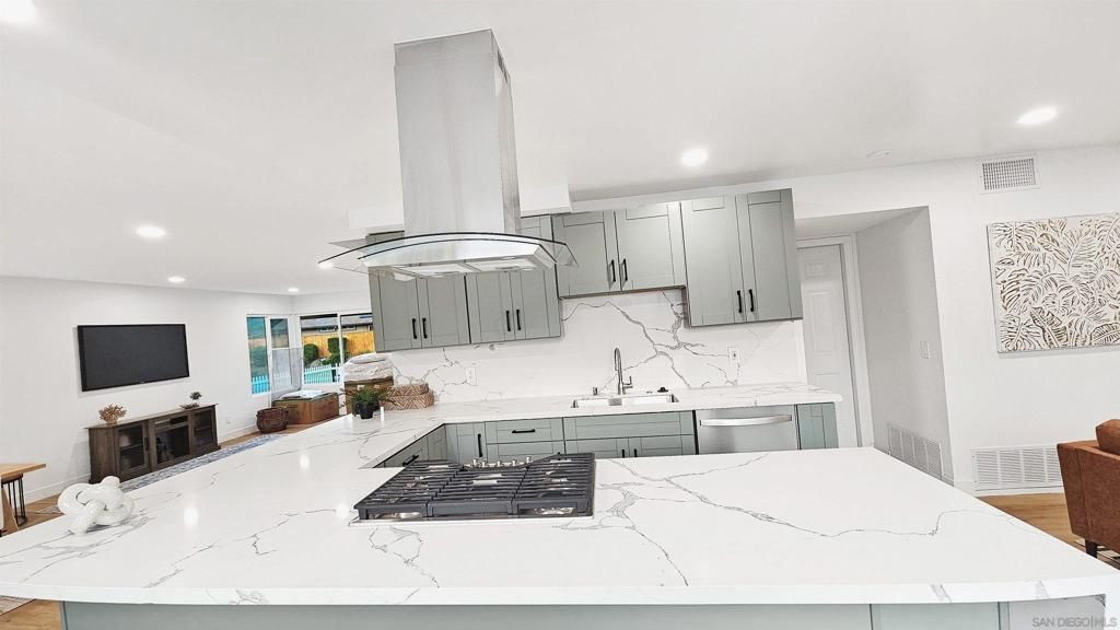 Interior, Kitchen, Marble Walls, Recessed Lighting