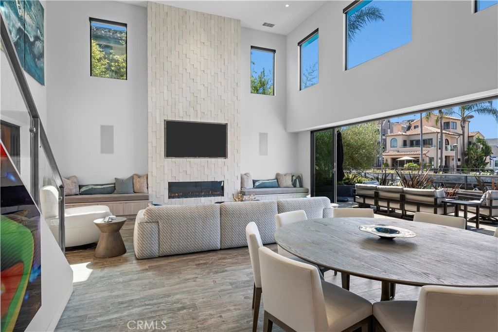 Dining room, Fireplace, Interior, Living room, Wood Texture Flooring