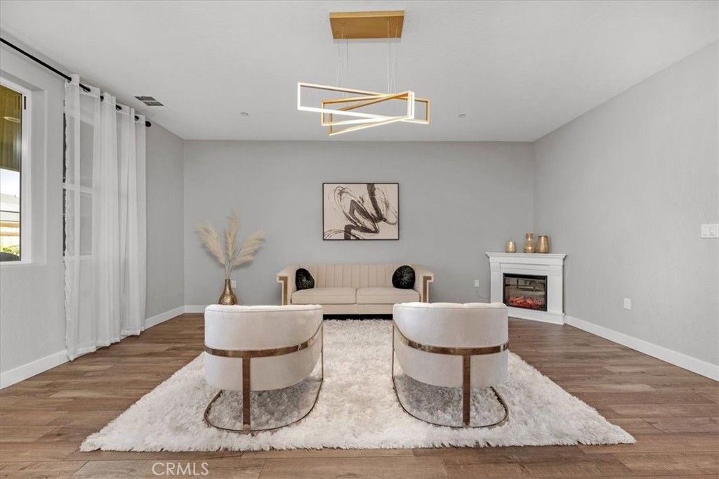 Fireplace, Interior, Pendant Lights, Recessed Lighting, Wood Texture Flooring