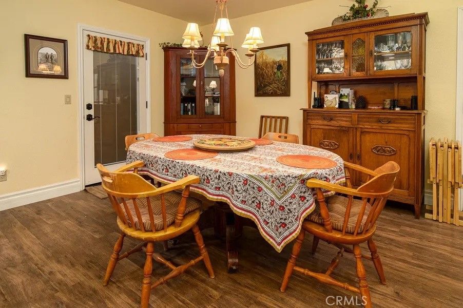 Chandelier, Dining room, Interior, Wood Texture Flooring