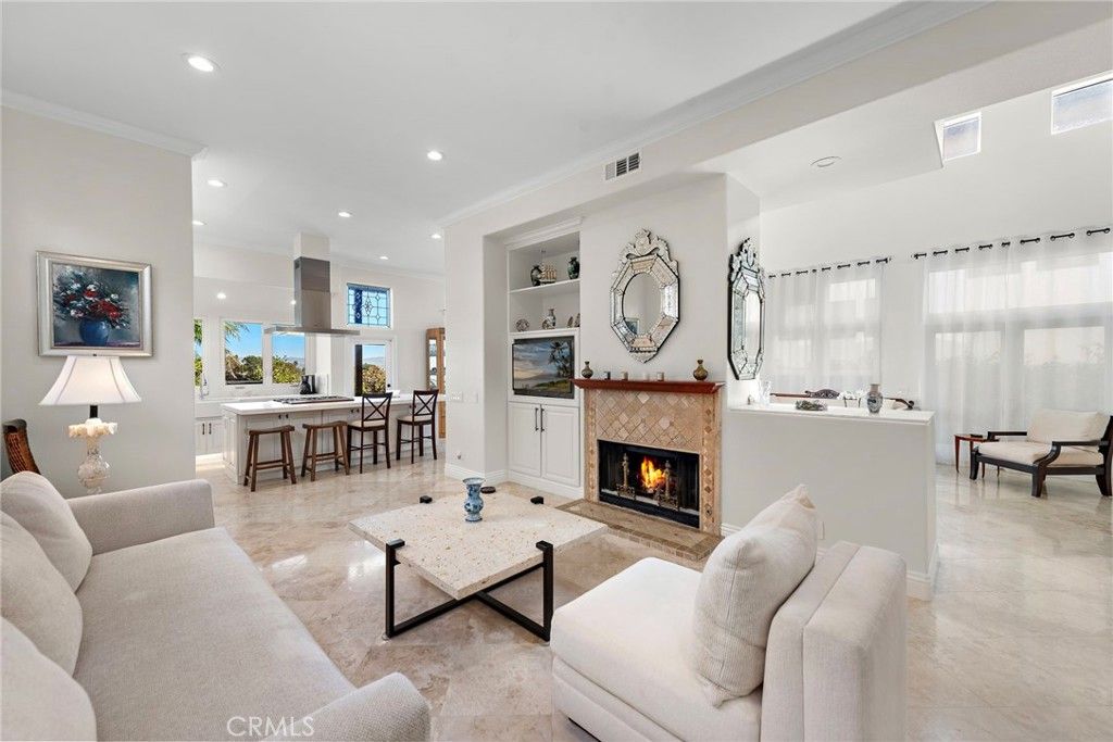 Dining room, Fireplace, Interior, Living room, Recessed Lighting