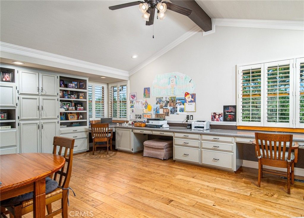 Home Office, Interior, Recessed Lighting, Wood Texture Flooring