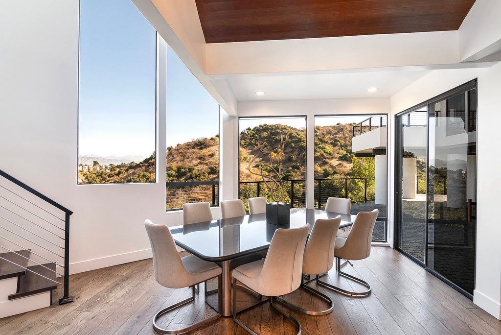 Dining room, Interior, Recessed Lighting, Wood Texture Flooring