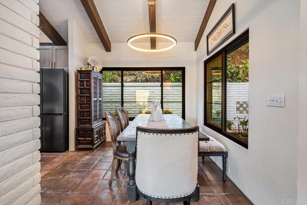 Dining room, Interior, Pendant Lights, Wooden Beams